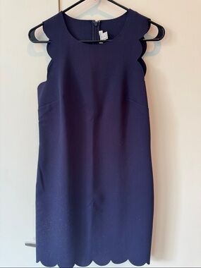 J. Crew Navy Scalloped Sheath Mini Dress